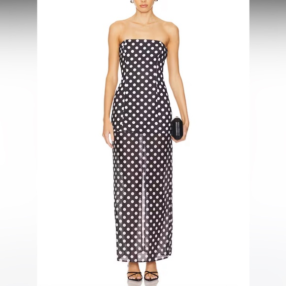 NEW SNDYS x Revolve Chloe Dress in Black and White Polka Dot - Picture 2 of 5